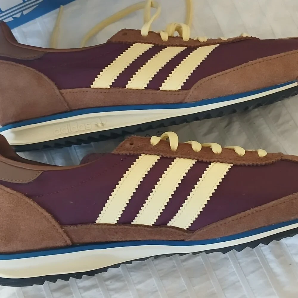 adidas Women's SL72 OG sneakers new with tags maroon yellow colorway size 11 - Picture 2 of 5